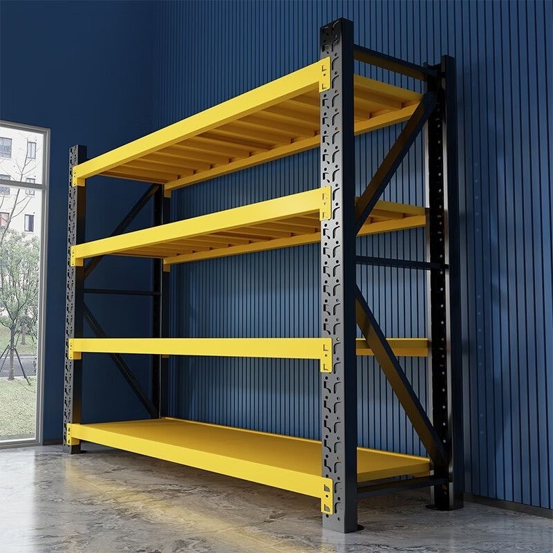 Adjustable 4-Layer Steel Warehouse Storage Shelf Racks 220 Pounds Per Layer Multi-Level Metal Storage Units