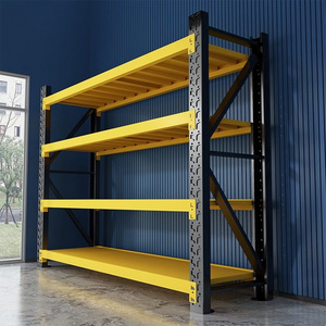 Adjustable 4-Layer Steel Warehouse Storage Shelf Racks 220 Pounds Per Layer Multi-Level Metal Storage Units