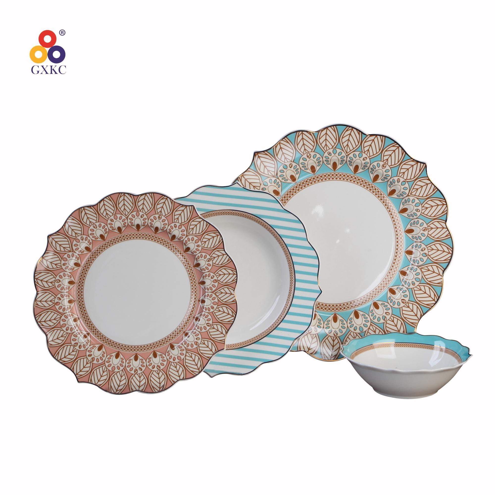 GXKC new bone china Indian luxury porcelain dinner sets dinnerware sets