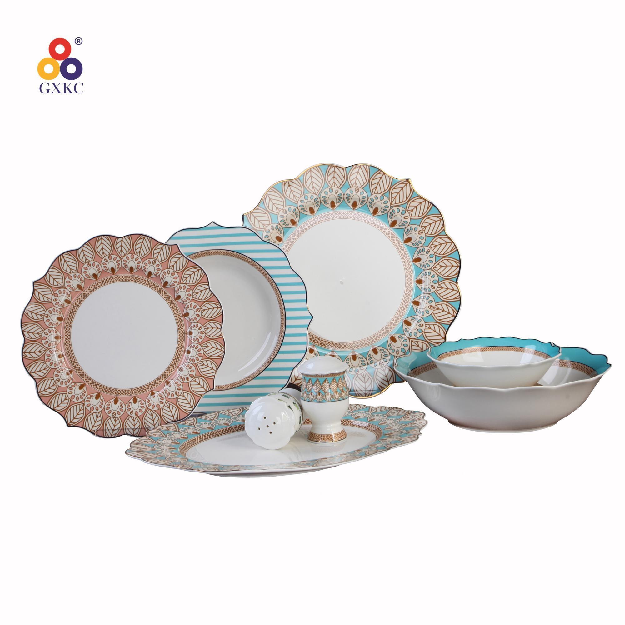 GXKC new bone china Indian luxury porcelain dinner sets dinnerware sets