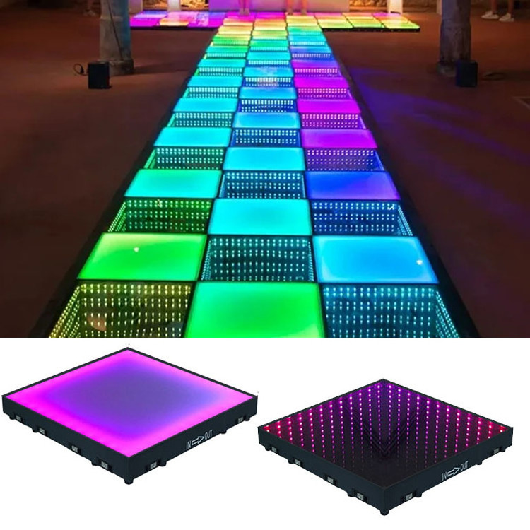 Led 3D Starlit Magnetic Lights Interactive Floor Tilesr Mirror Abyss Dj White Light Digital Disco Tile Dance Floor For Stage