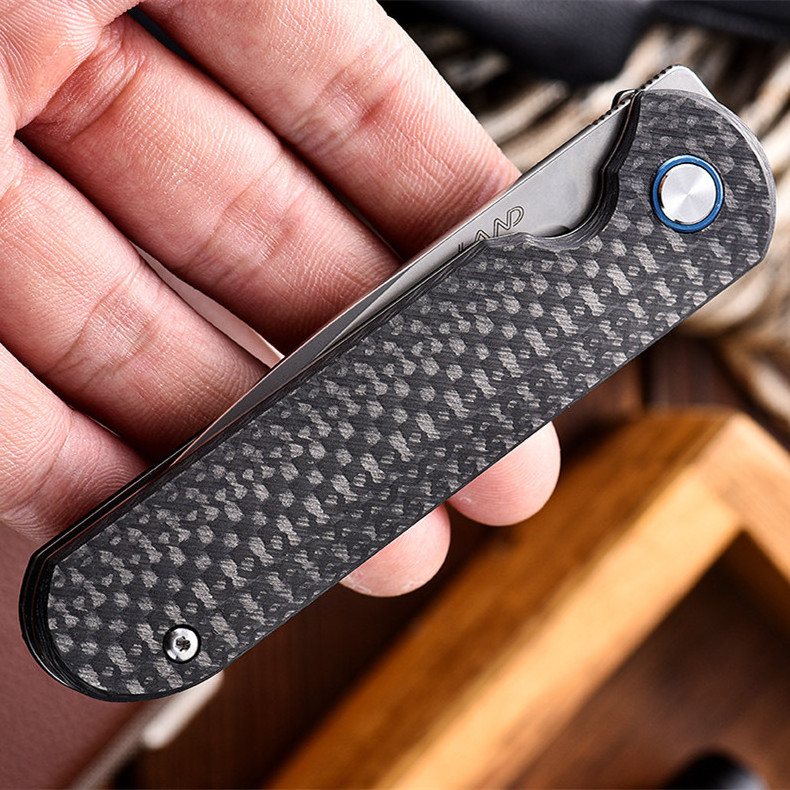 LAND 830 S35VN Blade Carbon Fiber Handle Ball Bearing Pocket Folding Knife Outdoor Camping Survival Jackknife EDC Knives