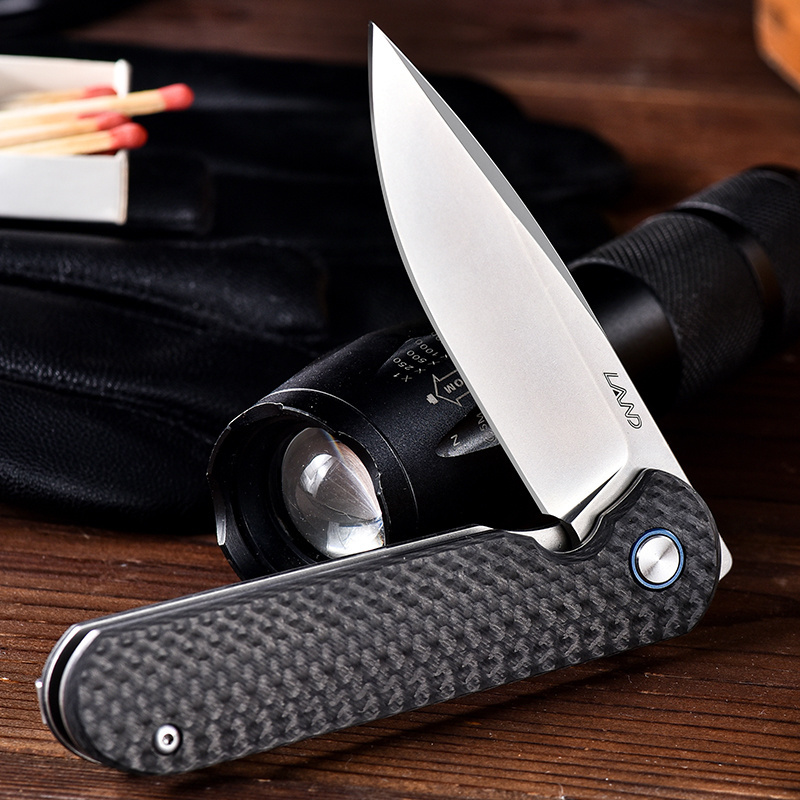 LAND 830 S35VN Blade Carbon Fiber Handle Ball Bearing Pocket Folding Knife Outdoor Camping Survival Jackknife EDC Knives