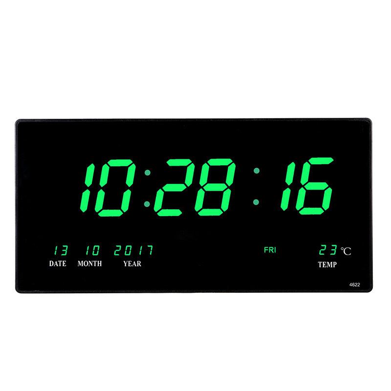 Cheaper Plastic Led Digital Wall Clock with Calendar and Temperature