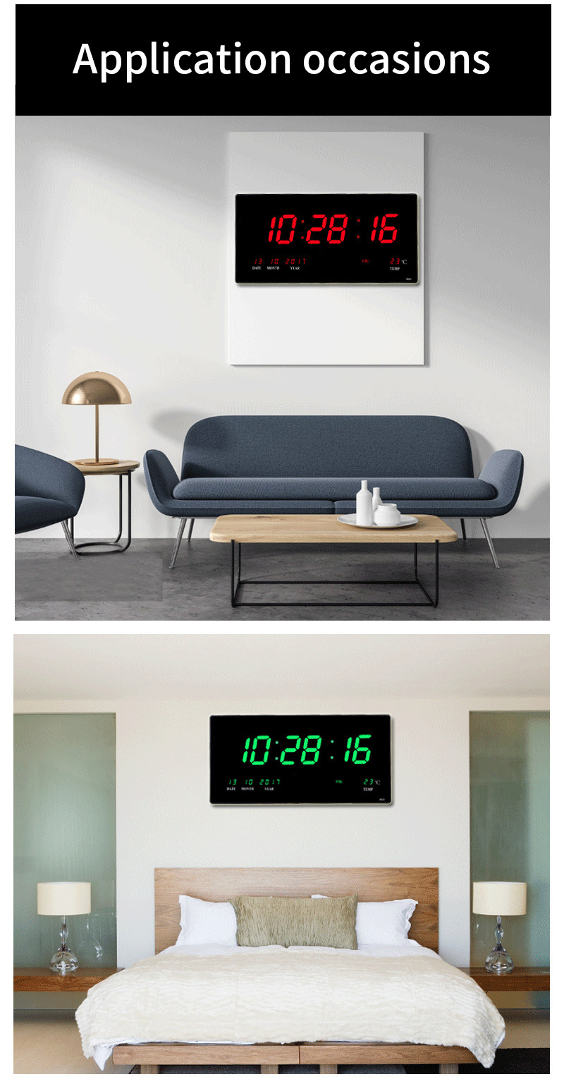 Cheaper Plastic Led Digital Wall Clock with Calendar and Temperature