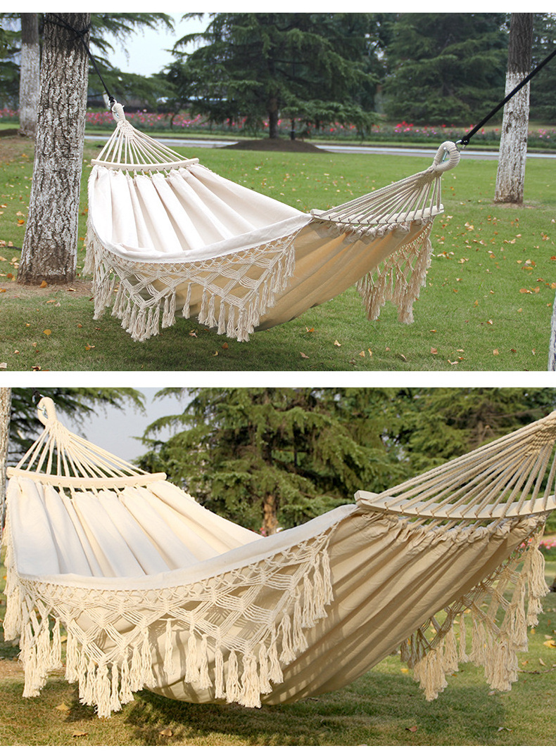 Amaca Matrimoniale Outdoor Handmade Makramee Fringe Hammock Cotton Hammock with Tassel Brazilian Macrame Hanging Hammock