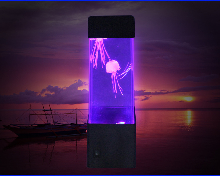 Artificial Mini Lava Aquarium Tank Night Light Jellyfish Lamp for Christmas Birthday Romantic Gifts with Color Changing Lights