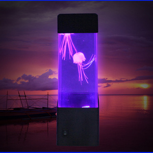 Artificial Mini Lava Aquarium Tank Night Light Jellyfish Lamp for Christmas Birthday Romantic Gifts with Color Changing Lights