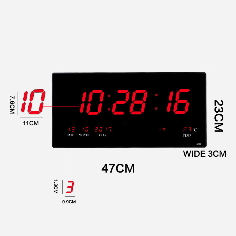 Cheaper Plastic Led Digital Wall Clock with Calendar and Temperature