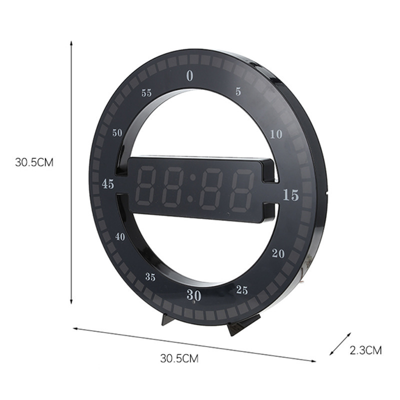 LED Ring Wall Clock Automatic Photosensitive Digital Electronic Clock Office Bedroom Round Plastic Clock