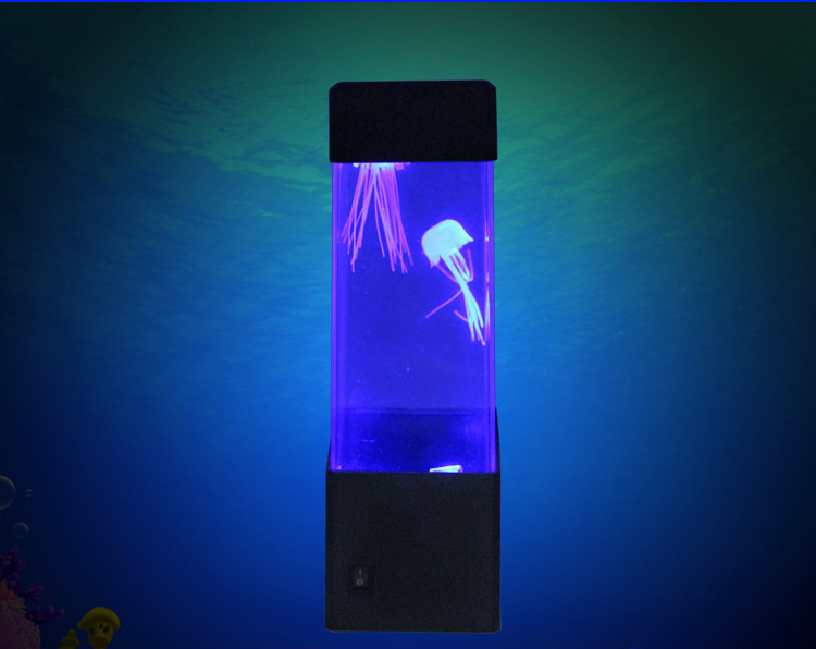 Artificial Mini Lava Aquarium Tank Night Light Jellyfish Lamp for Christmas Birthday Romantic Gifts with Color Changing Lights