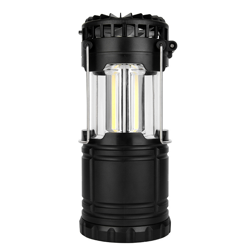 Hot Sell Outdoor Multifunction Portable Camp Light COB 2 In 1 Dry Battery Pop Up Camping Lantern with Fan