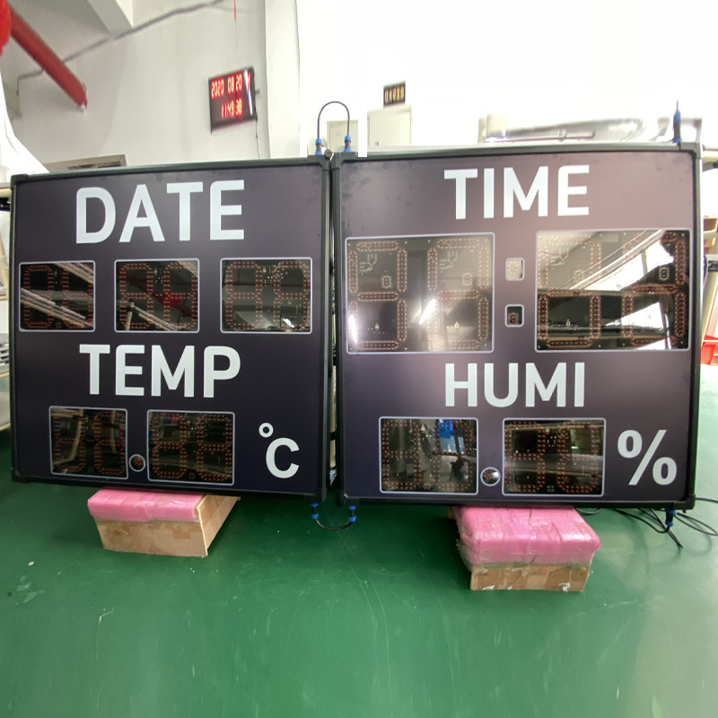 Ganxin Customized Time/Date/Temperature/Humidity Display Digit 8+12inch Character Large Screen Outdoor Timer