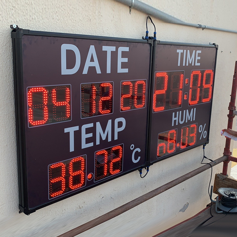 Ganxin Customized Time/Date/Temperature/Humidity Display Digit 8+12inch Character Large Screen Outdoor Timer