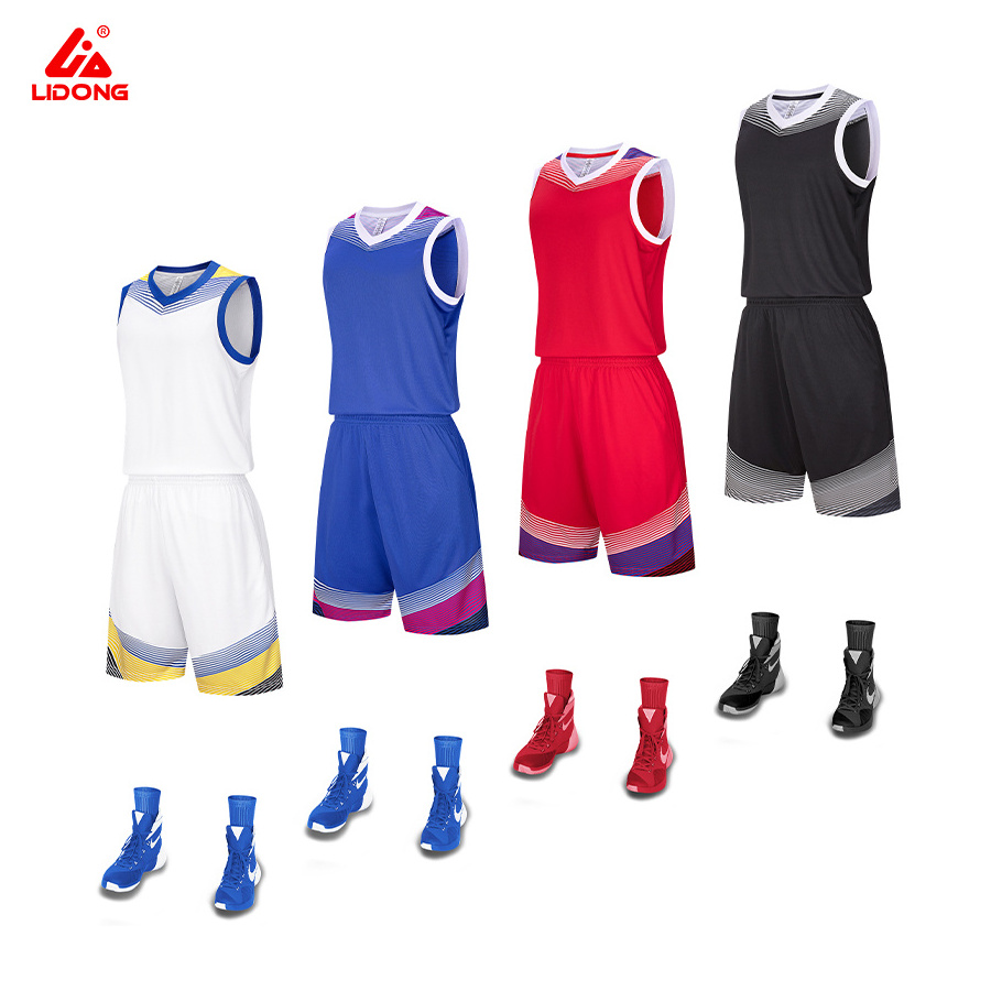 Lidong japan basketball jersey uniform design yellow red white blue basketball uniform basketball uniform two piece set women