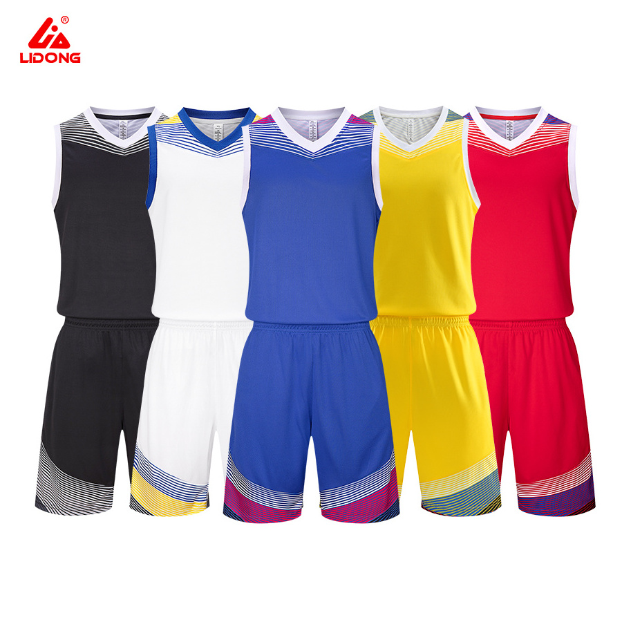 Lidong japan basketball jersey uniform design yellow red white blue basketball uniform basketball uniform two piece set women