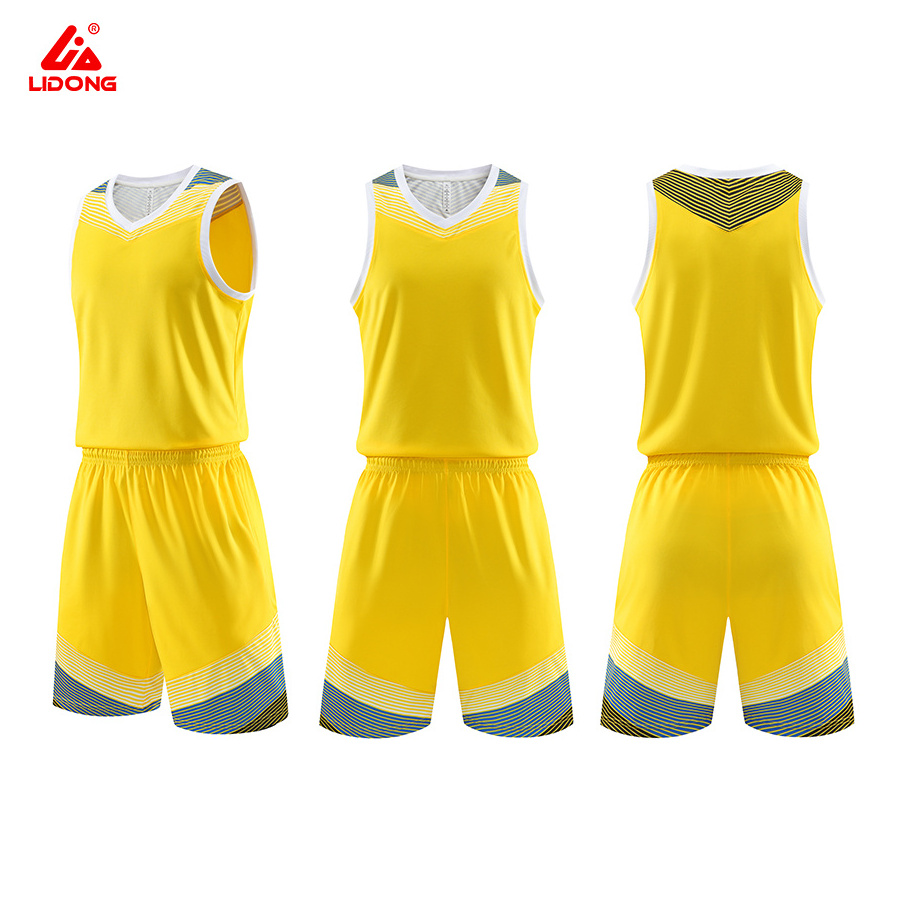 Lidong japan basketball jersey uniform design yellow red white blue basketball uniform basketball uniform two piece set women