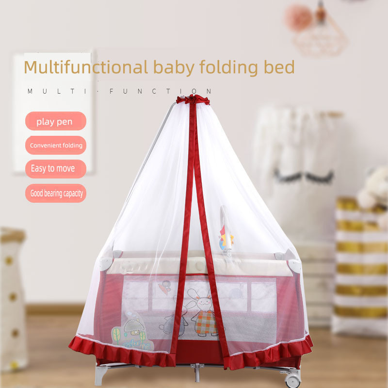 New products best selling children's bed portable double-layer crib with mosquito net multifunctional baby folding game bed