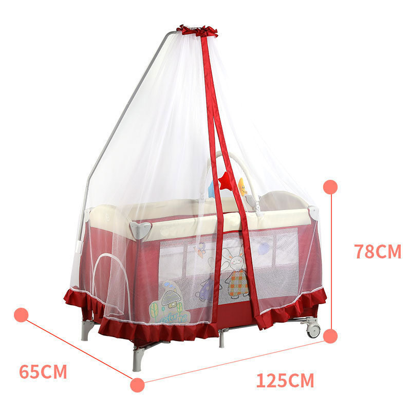 New products best selling children's bed portable double-layer crib with mosquito net multifunctional baby folding game bed