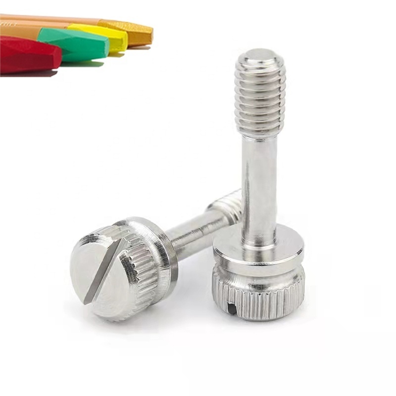 304 stainless steel GB839 Half thread screw loose and non-detachable slotted knurled captive screw