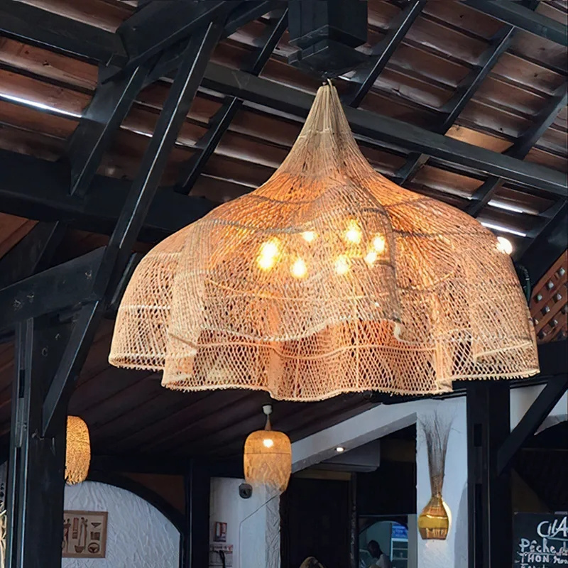 OEM Customized Style Modern Rattan Floor Lamp Wicker Lamps Pendant Lights Bamboo Lampshade Rattan Lampshade Rattan Wall Lamp