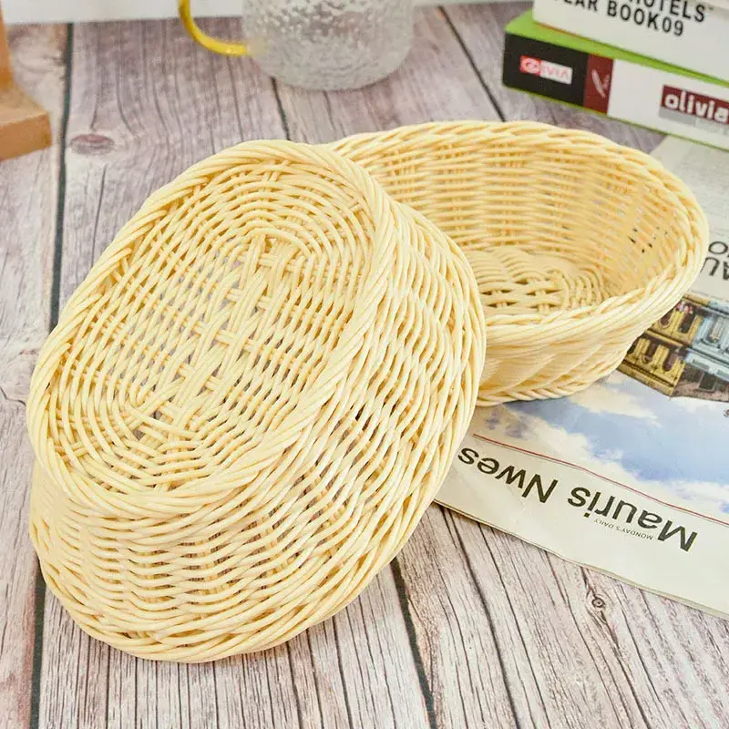 Wicker Willow Rattan Woven Storage Basket Picnic Cutlery Basket Front Desk Reception Candy Basket