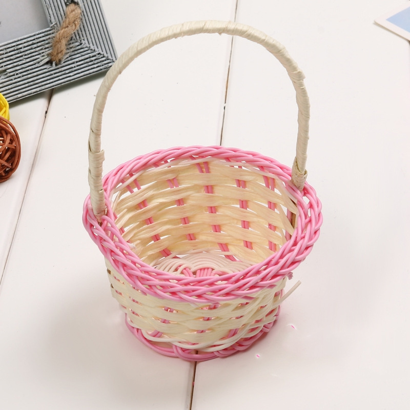 Factory Direct Small Mini Gift Blue Natural Round Wicker Basket For Flowers