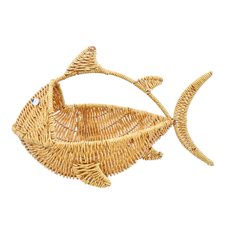 Fish shaped decorative tray Bread basket Hand-woven basket Kitchen storage snack fruit storage basket