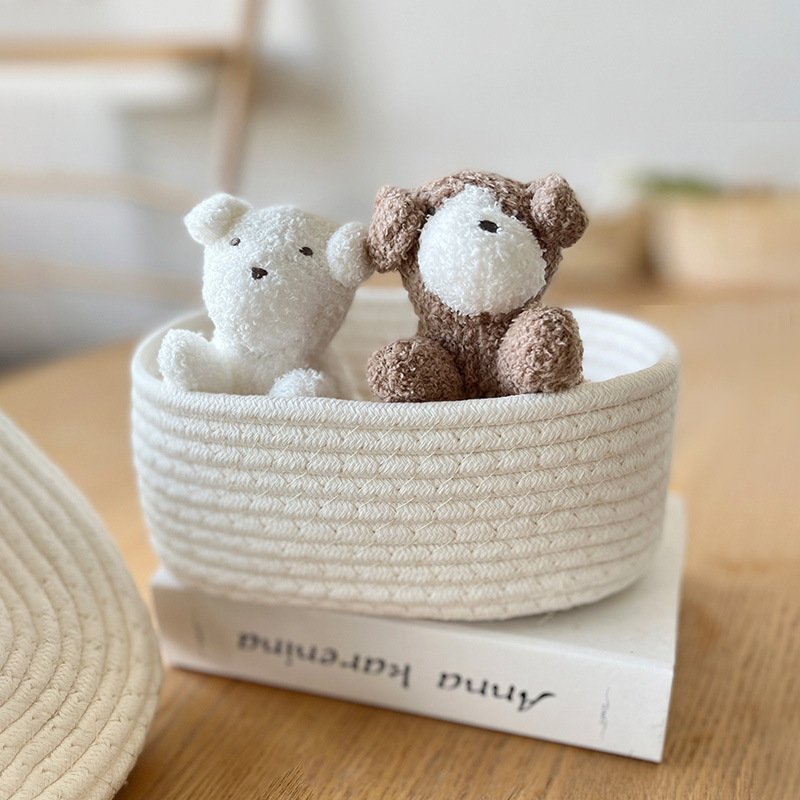 Cute Pack Small Woven Rope Storage Baskets Living Room Bathroom For Shelves Cat Dog Toy Bin Gift Basket