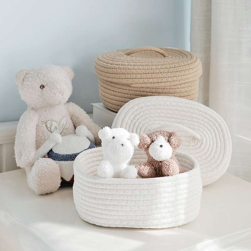 Cute Pack Small Woven Rope Storage Baskets Living Room Bathroom For Shelves Cat Dog Toy Bin Gift Basket