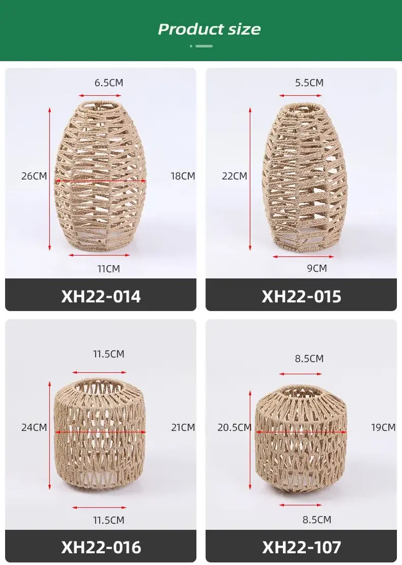 New Manual Paper Rope Woven Iron Frame Floor Lamp Pendant Wall Lamp Shade Factory Direct Sales