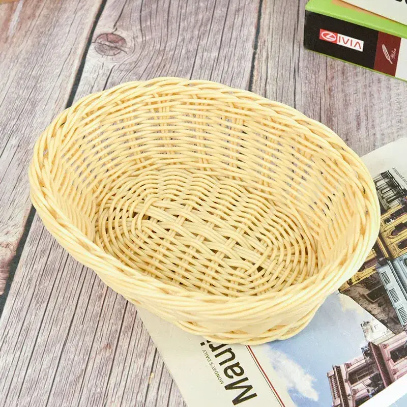 Wicker Willow Rattan Woven Storage Basket Picnic Cutlery Basket Front Desk Reception Candy Basket