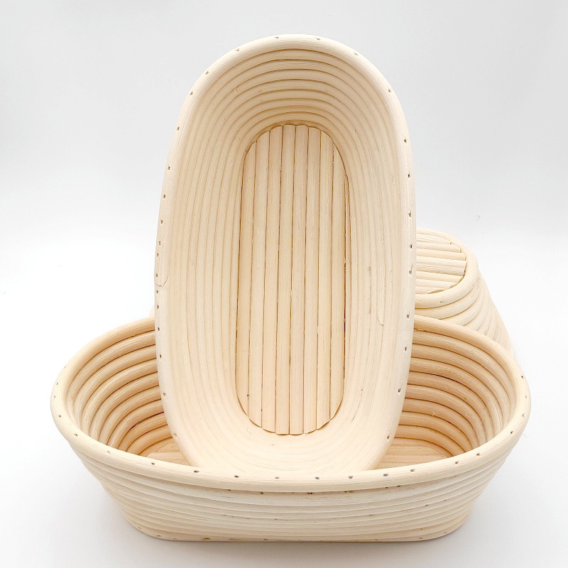 factory 9 inches Rectangular Wicker Handmade Banneton Bread Proofing rattan basket set Fermentation baskets for gifts