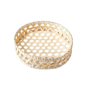 Natural Handmade Woven Egg Snack Storage Tray Square Fruit Flower Gift Baskets Flat Bamboo Sushi Basket