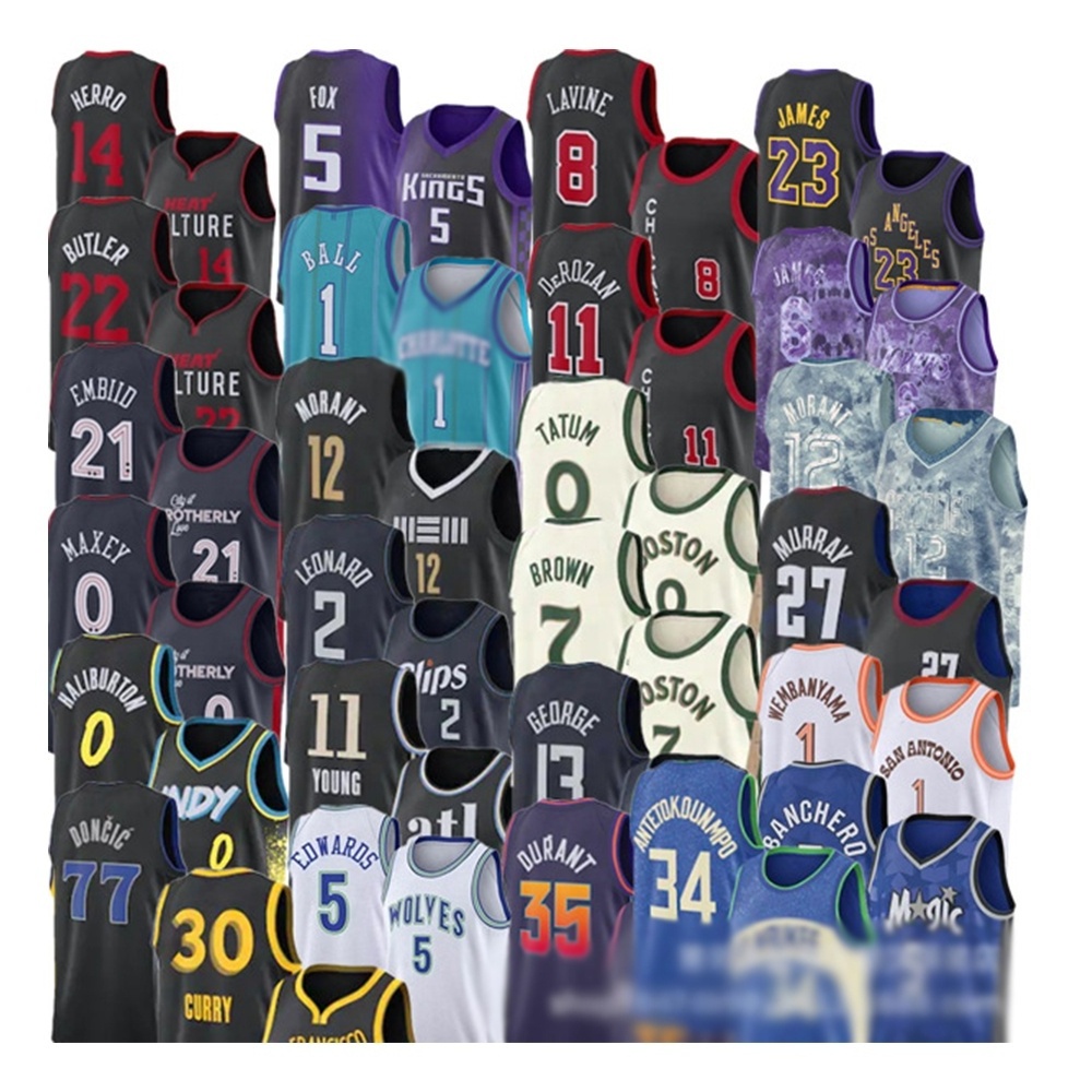 All 32 Teams 2024 Season Basketball Jersey Wembanyama Brunson Haliburton Devin Booker Tatum Bryant Stephen Curry Uniform