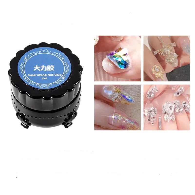 High Quality Hot Sale Top Quality Super Strong Nail Glue 10ml Nail Art Sticky Decoration Diamond Brush On Nail Glue Strong