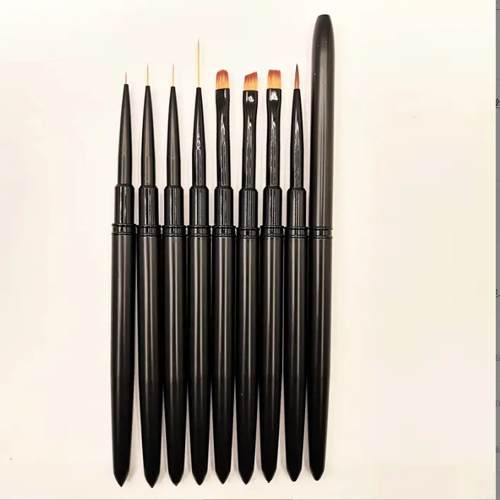 high quality best selling liner brush gel ombre  fan brush source factory metal black nail brush set