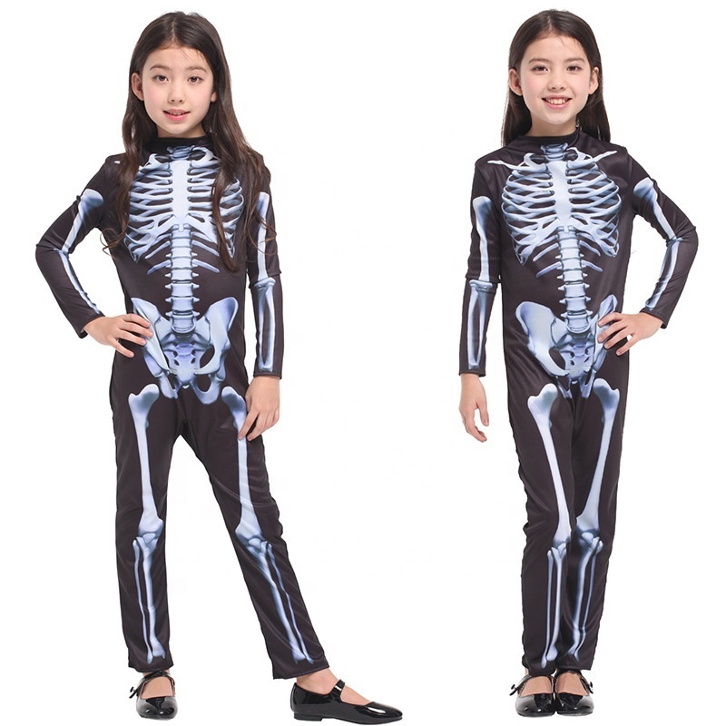 2024 Skeleton Clothing for Kids 3D Printed Carnival Halloween Bodysuit with Luminous Horror Skull Rack TV & Movie Style Costumes