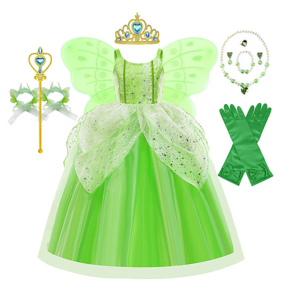 Flower Girl Spot Cosplay Performance Cartoon Costume Tinker Bell Fairy Tinkerbell Princess Dress With Wing