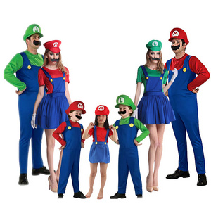 Halloween Gifts Funny Anime Group Costume Carnival Stage Performance Bros Adult And Kids Super Mario Luigi Bros Cosplay Costume