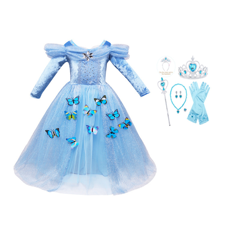 TV & Movie Cind Girls Carnival Wedding Gown Halloween Elsa Kids Dress Party Costume Deluxe Princess Dress Cosplay Costumes