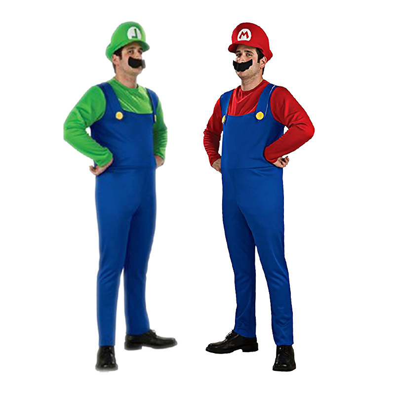 Halloween Gifts Funny Anime Group Costume Carnival Stage Performance Bros Adult And Kids Super Mario Luigi Bros Cosplay Costume