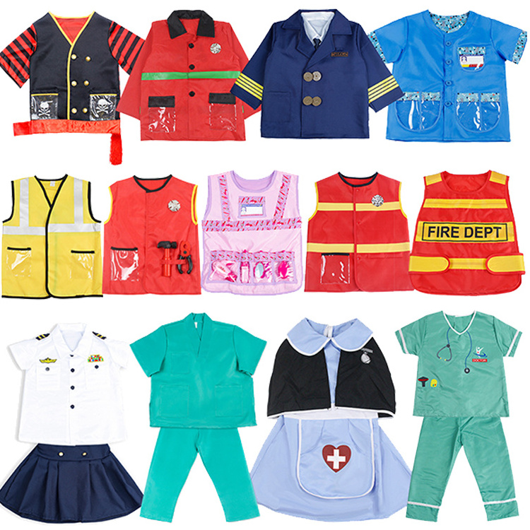 Carnival Halloween Children Career Day Cosplay Costumes Party Clothes Performance Doctor Firefighter Pilots Kids Cosplay Costume