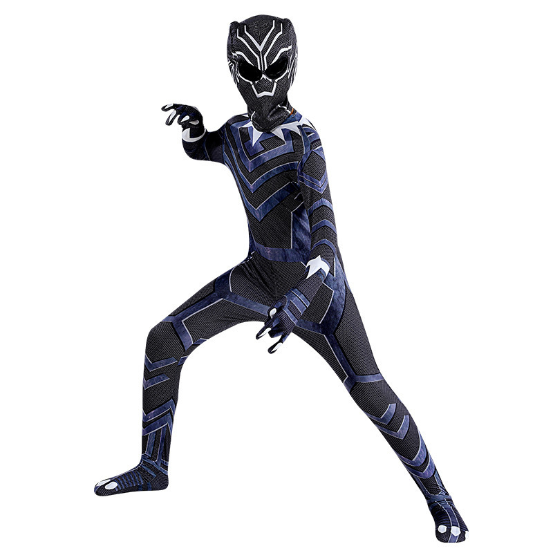 Cosplay Muscle Jumpsuit Birthday Halloween Costume for Kids Boys Adults Stealth Factory Supply Black Panther Costume Zentai suit