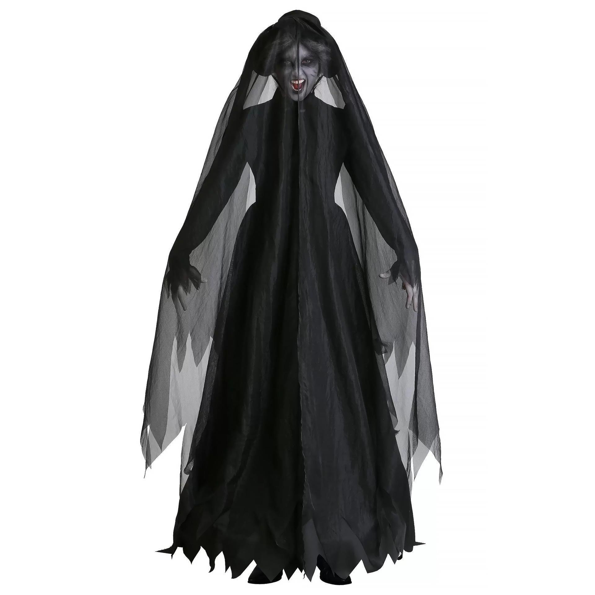 Vampire Ghost Bride Female Devil Black Dress Role Play Game Cosplay Uniform Set Halloween Adult Women Costume