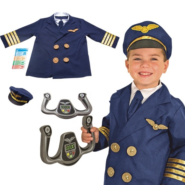 2024 Boys Girls Pilot Police Role Play Halloween Costume Kids Doctor Nurse Shirt Pants Coat Suit Career Day Costumes For Kids