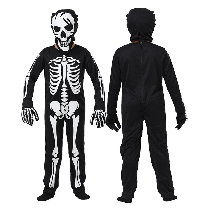 Child Halloween Zombie Skeleton Glow In The Dark Costume Cosplay Jumpsuit Kids Fancy Dress Carnival Theme Party