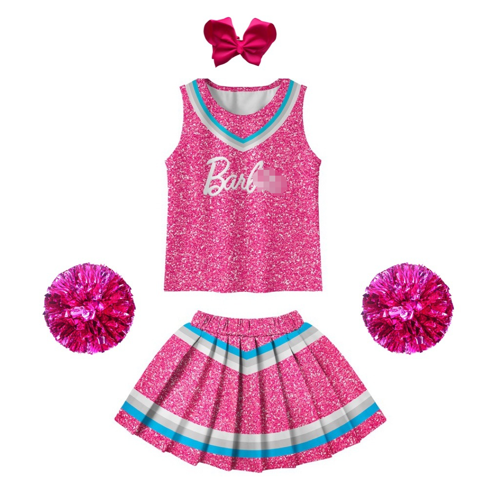 Woman & kids Movie Cheerleader Costume for Girls Cosplay Outfit With Bows Pom Poms Halloween Party Costume