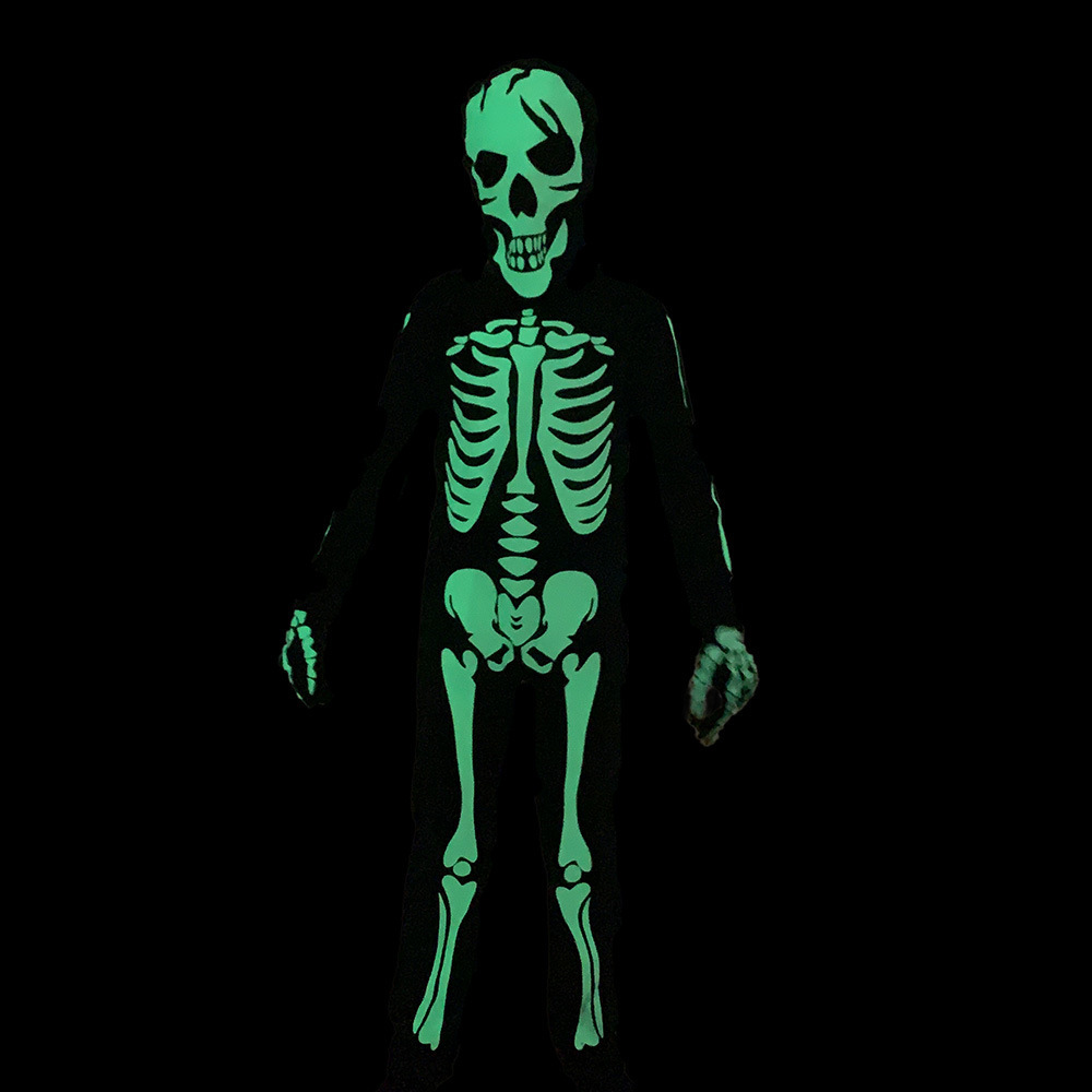 Child Halloween Zombie Skeleton Glow In The Dark Costume Cosplay Jumpsuit Kids Fancy Dress Carnival Theme Party