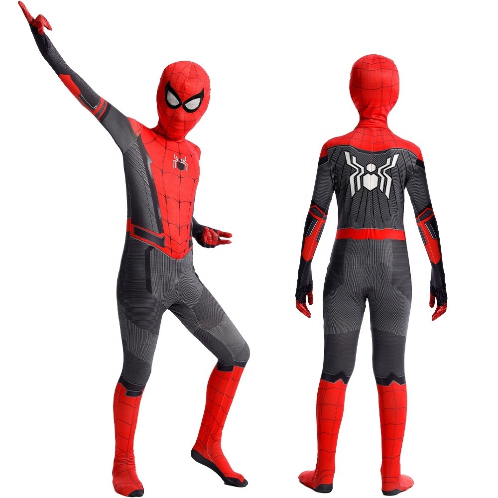 2023 New Children's Boys Costume Spiderman Far From Home Peter Parker Cosplay Costume Zentai Spiderman Pattern Body Bodysuits